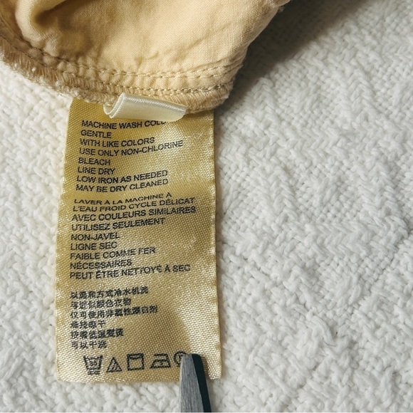 Anthropologie Savannah Jumpsuit Stripe Linen Tan White Neutral Wide Crop Leg 14 - Picture 15 of 16